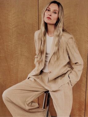 TWP The Boy Blazer Linen Candied Ginger Oversized Peaked Lapel XS